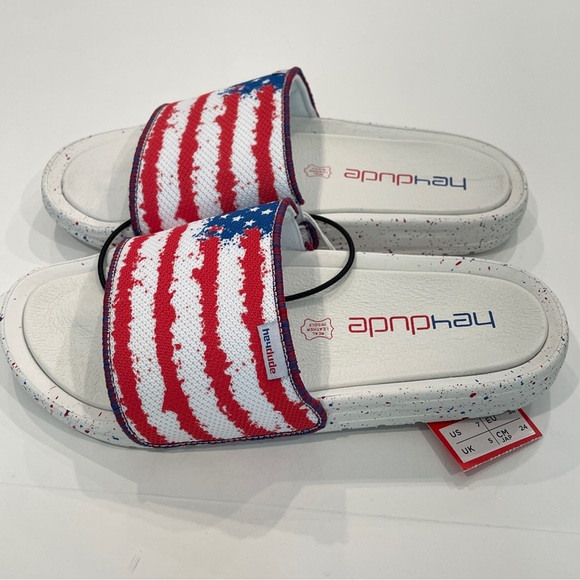 NWT Hey Dude Peggy Flag Slide Sandals Women's Size 7 NEW - Picture 13 of 16